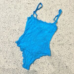 SKIMS Blue Stretch Lace Bodysuit XXS